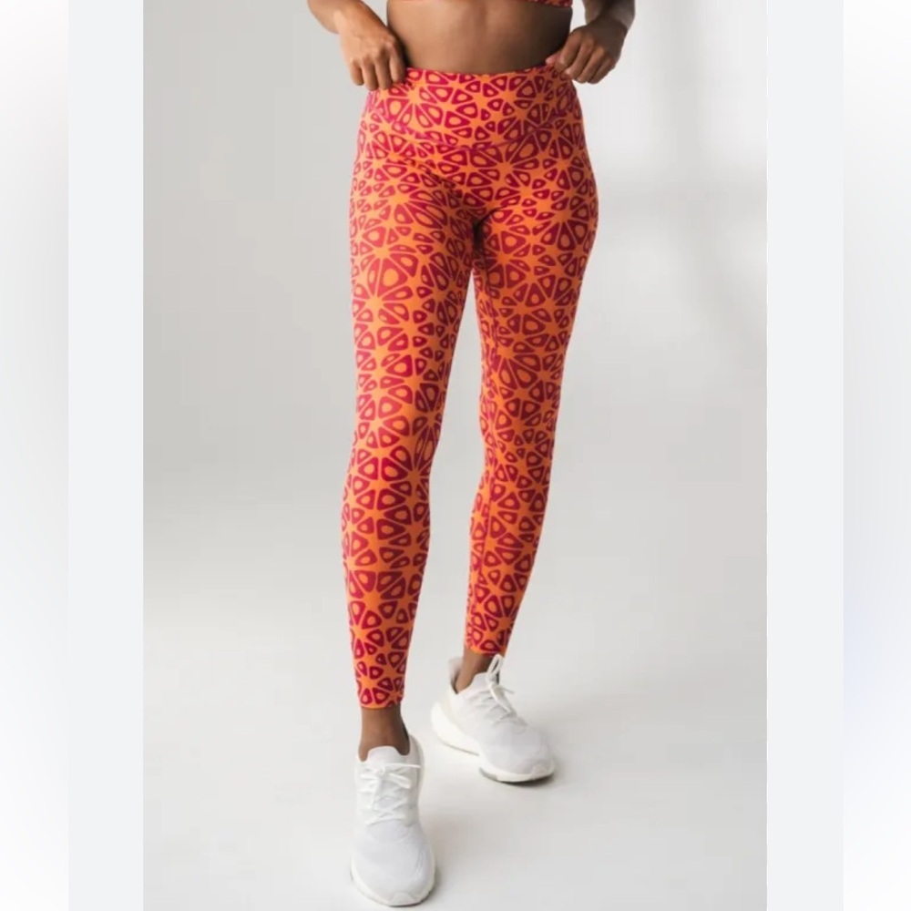 Geometric Patterned Orange Leggings